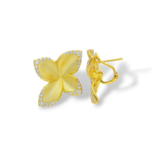 Orecchini Orecchini in argento dorato a forma di fiore con zirconi - Gioielli Pavan