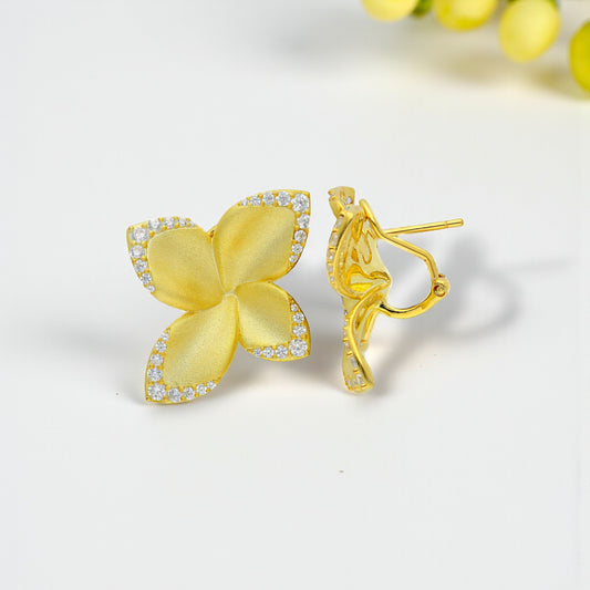 Orecchini Orecchini in argento dorato a forma di fiore con zirconi - Gioielli Pavan