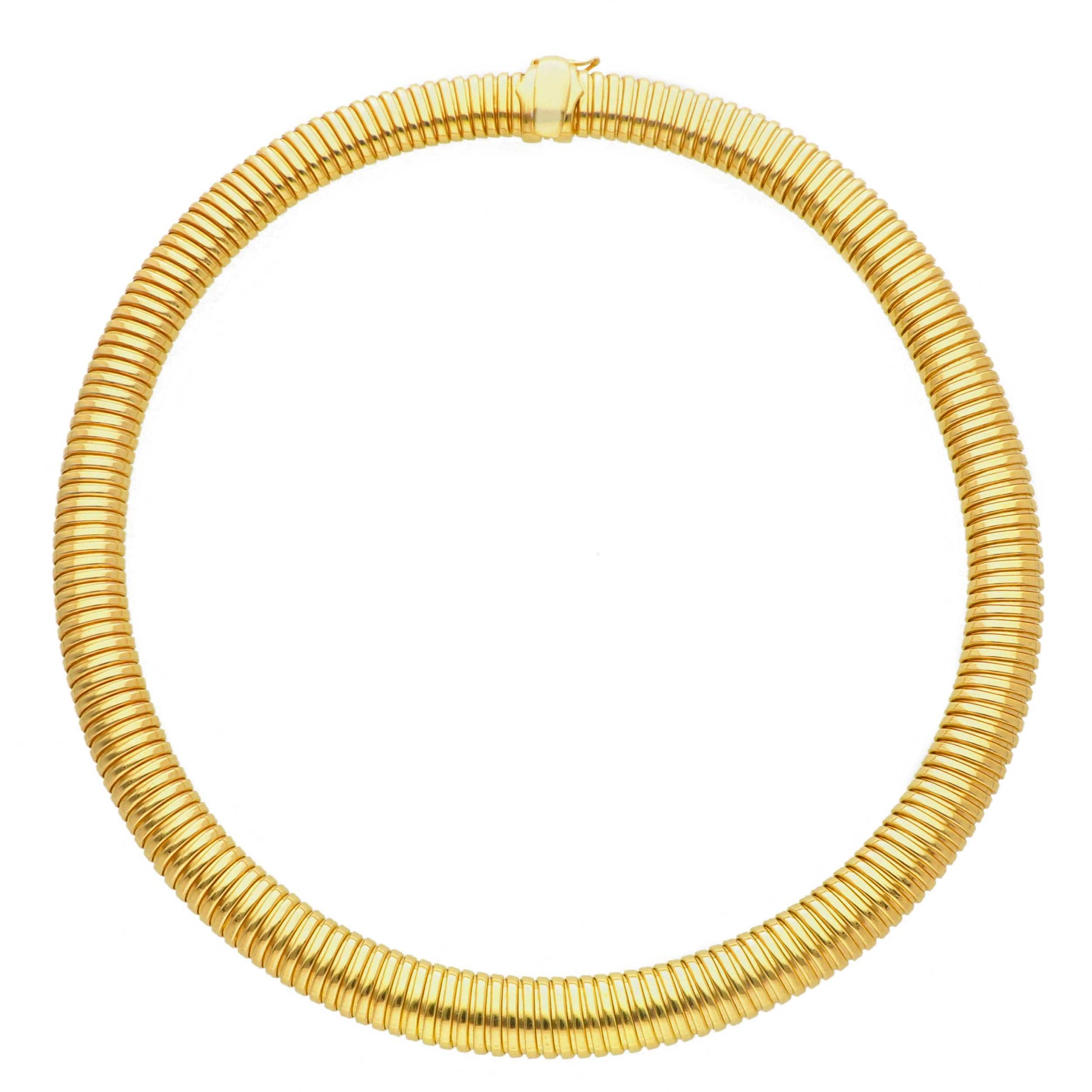 Girocollo Girocollo in argento dorato semirigido maglia tubo gas sezione da 1,5 cm - Gioielli Pavan