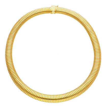Girocollo Girocollo in argento dorato semirigido maglia tubo gas sezione da 1,5 cm - Gioielli Pavan