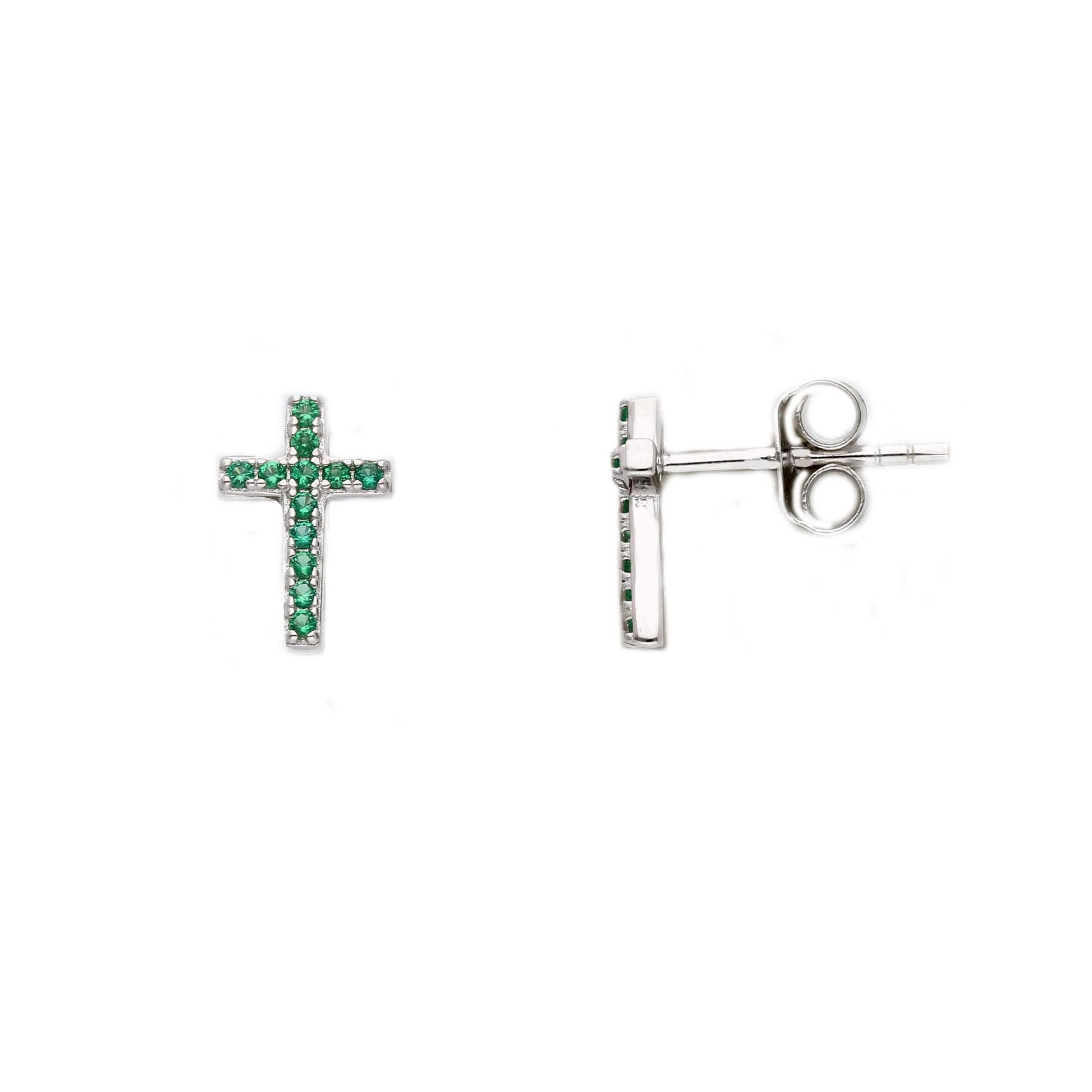 Orecchini Orecchini Argento 925 Croce con Zirconi Colorati - Gioielli Pavan