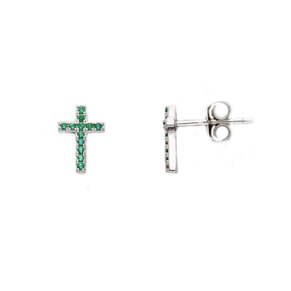 Orecchini Orecchini Argento 925 Croce con Zirconi Colorati - Gioielli Pavan