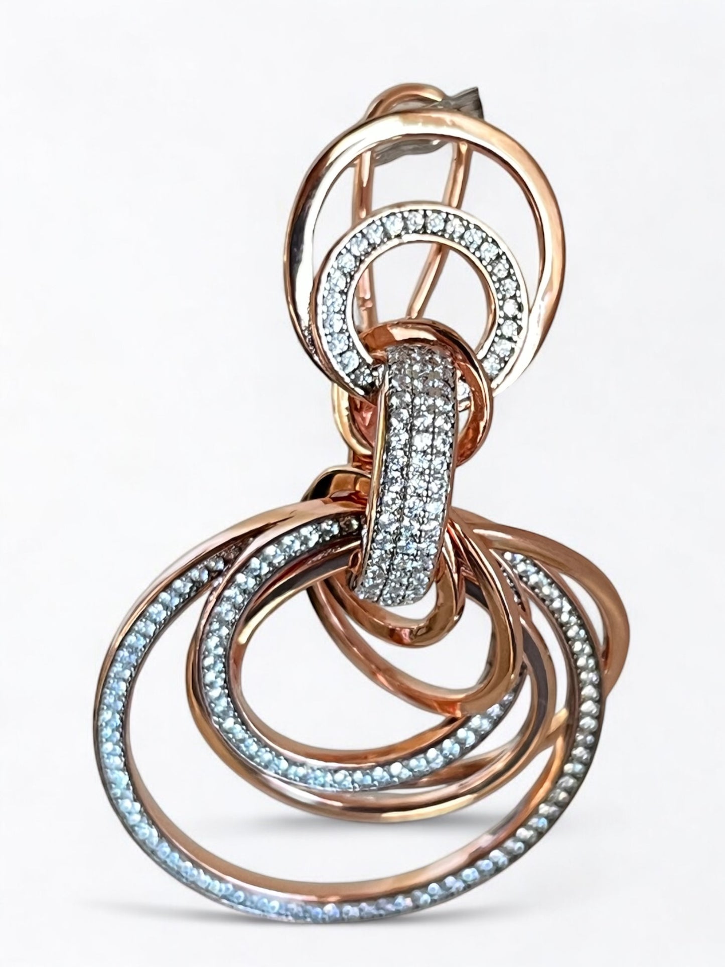 Orecchini Orecchini argento dorato rosa e zirconie pendenti - Gioielli Pavan