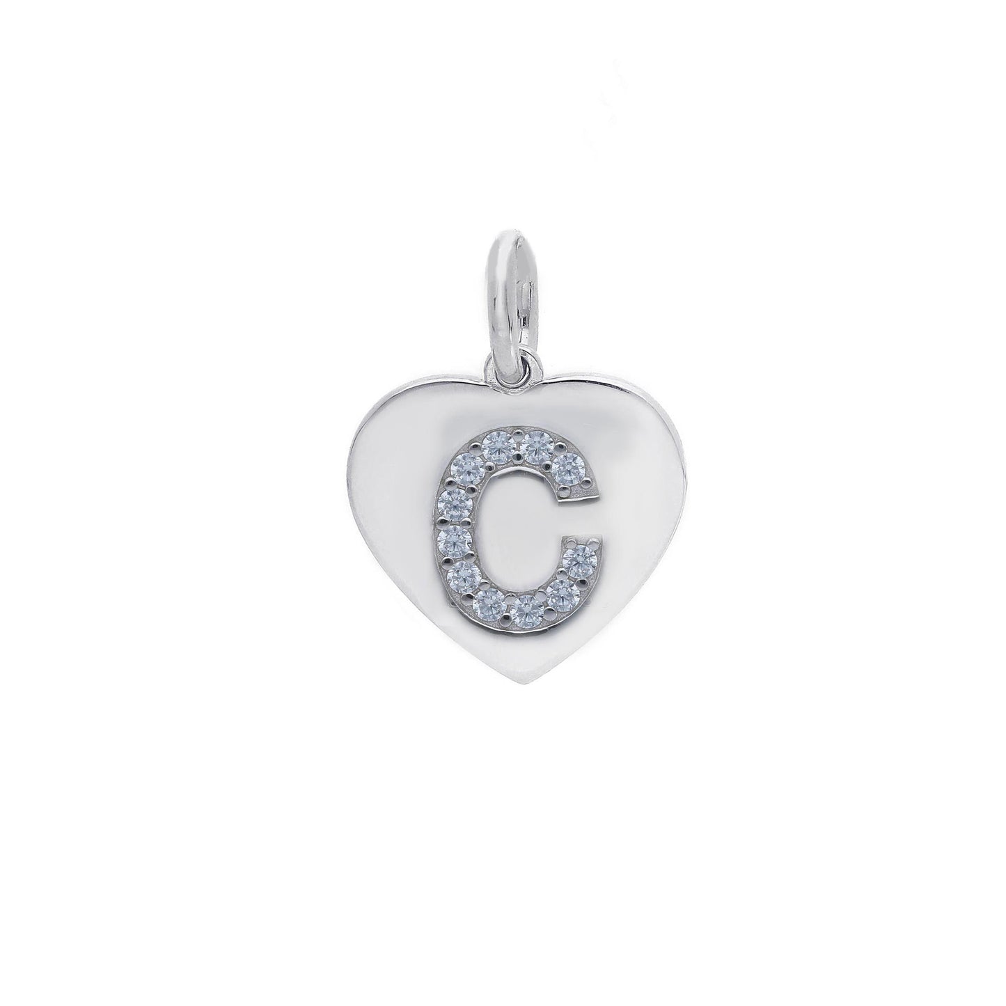 Ciondoli e pendenti Ciondolo in argento iniziale con zirconi a pavé a forma di cuore - Articolo con varianti - Gioielli Pavan