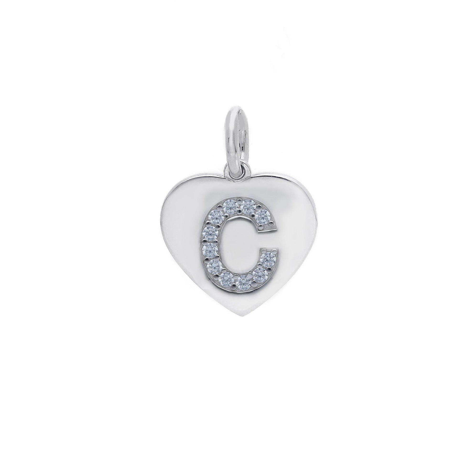 Ciondoli e pendenti Ciondolo in argento iniziale con zirconi a pavé a forma di cuore - Articolo con varianti - Gioielli Pavan