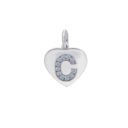 Ciondoli e pendenti Ciondolo in argento iniziale con zirconi a pavé a forma di cuore - Articolo con varianti - Gioielli Pavan