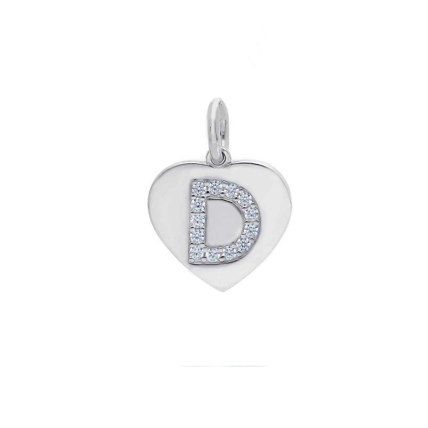 Ciondoli e pendenti Ciondolo in argento iniziale con zirconi a pavé a forma di cuore - Articolo con varianti - Gioielli Pavan