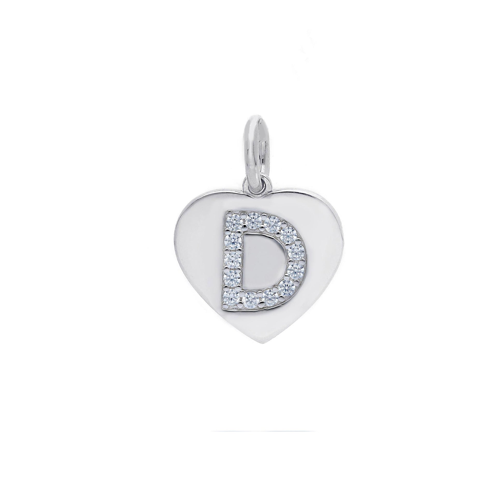 Ciondoli e pendenti Ciondolo in argento iniziale con zirconi a pavé a forma di cuore - Articolo con varianti - Gioielli Pavan