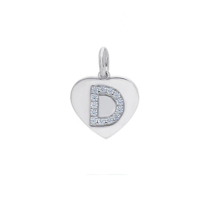 Ciondoli e pendenti Ciondolo in argento iniziale con zirconi a pavé a forma di cuore - Articolo con varianti - Gioielli Pavan