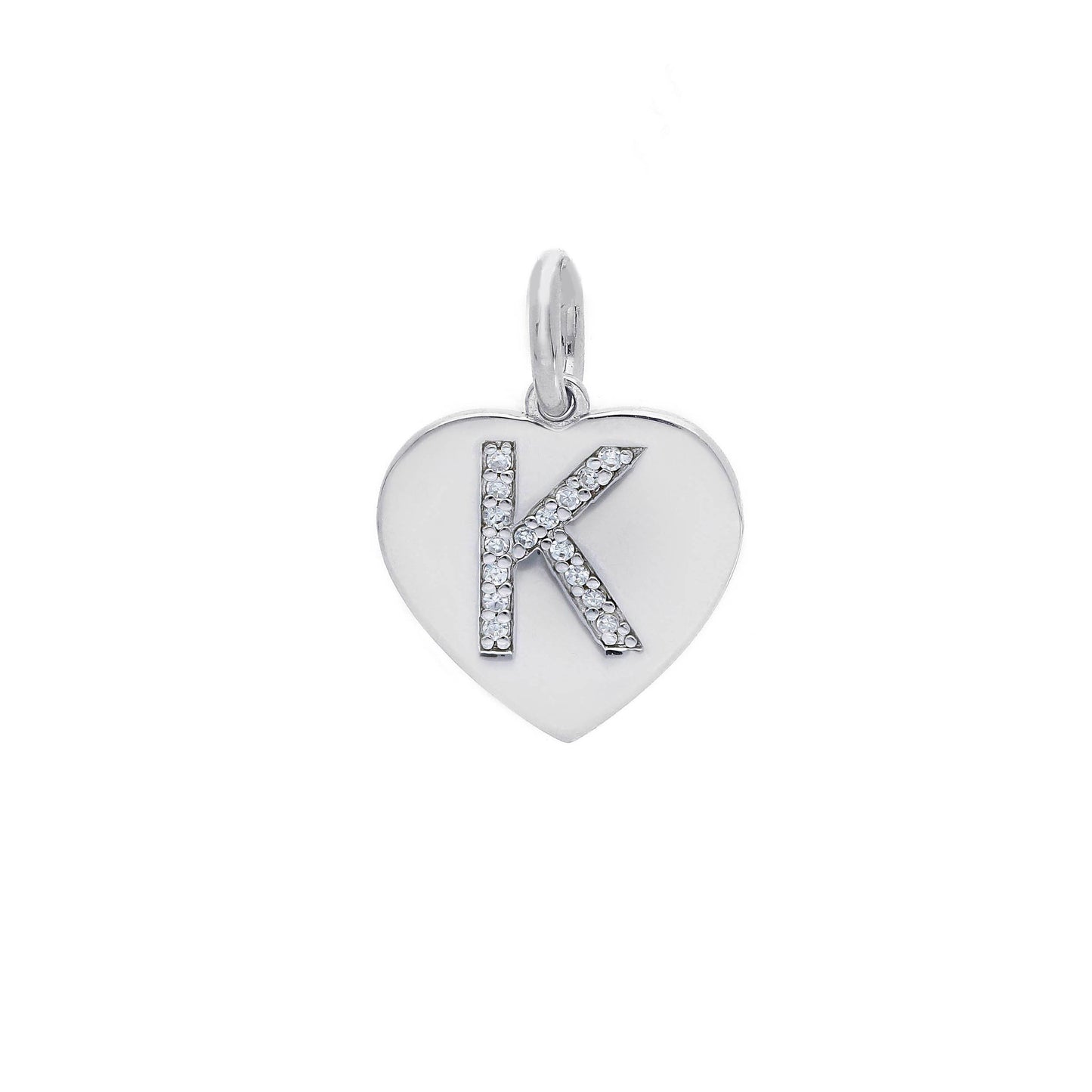 Ciondoli e pendenti Ciondolo in argento iniziale con zirconi a pavé a forma di cuore - Articolo con varianti - Gioielli Pavan