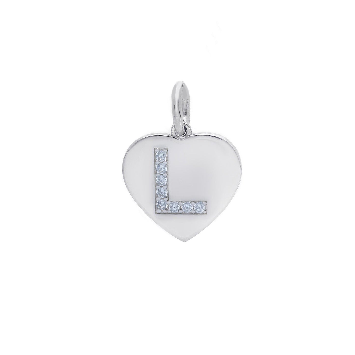 Ciondoli e pendenti Ciondolo in argento iniziale con zirconi a pavé a forma di cuore - Articolo con varianti - Gioielli Pavan