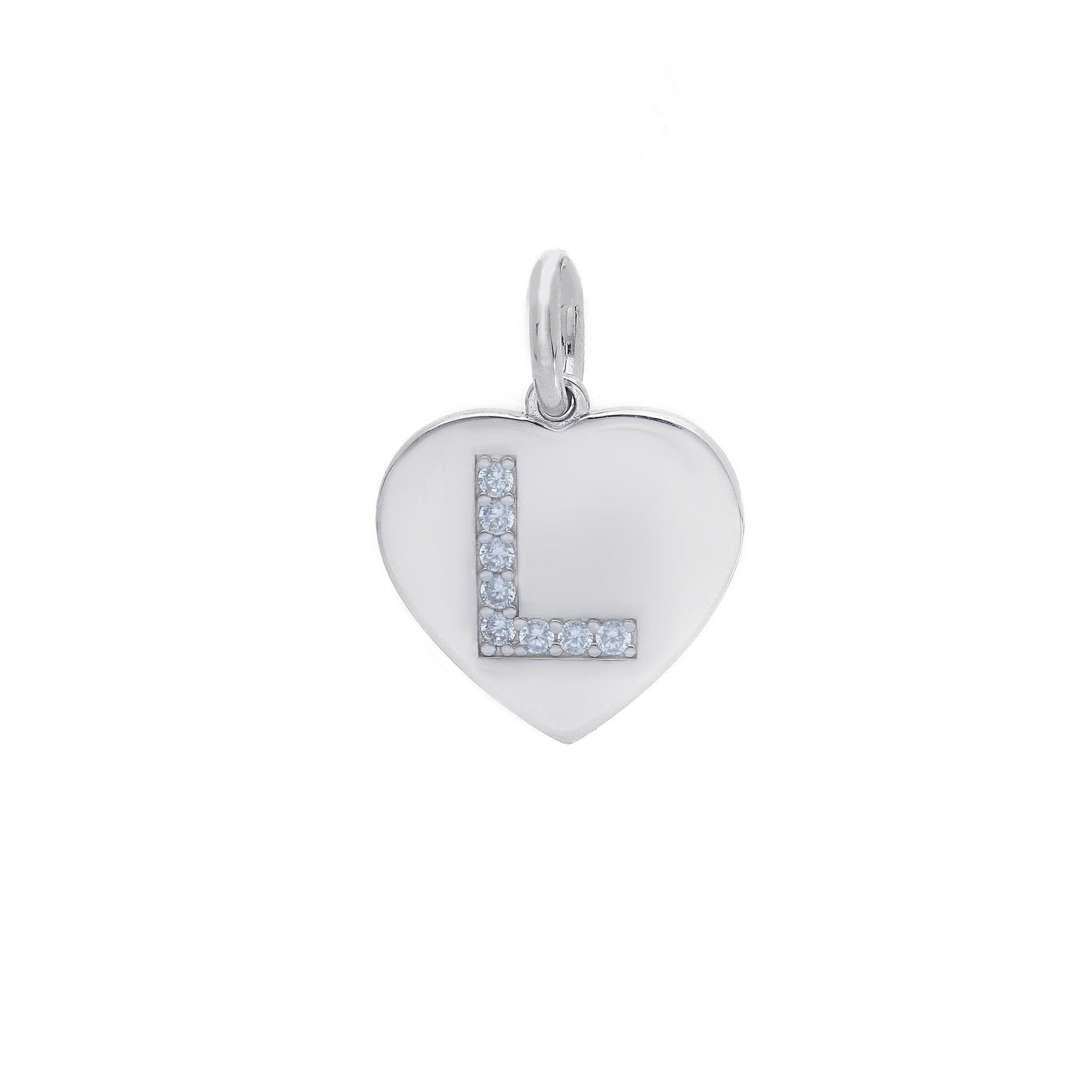 Ciondoli e pendenti Ciondolo in argento iniziale con zirconi a pavé a forma di cuore - Articolo con varianti - Gioielli Pavan