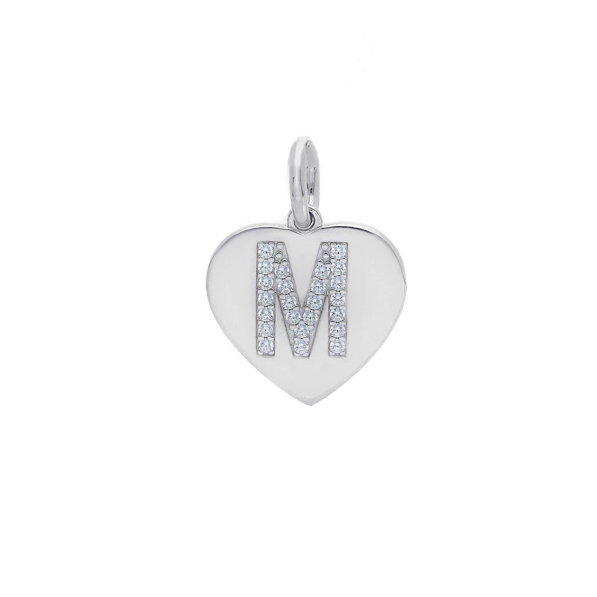 Ciondoli e pendenti Ciondolo in argento iniziale con zirconi a pavé a forma di cuore - Articolo con varianti - Gioielli Pavan