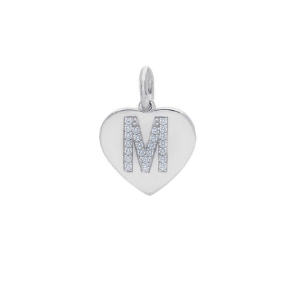 Ciondoli e pendenti Ciondolo in argento iniziale con zirconi a pavé a forma di cuore - Articolo con varianti - Gioielli Pavan