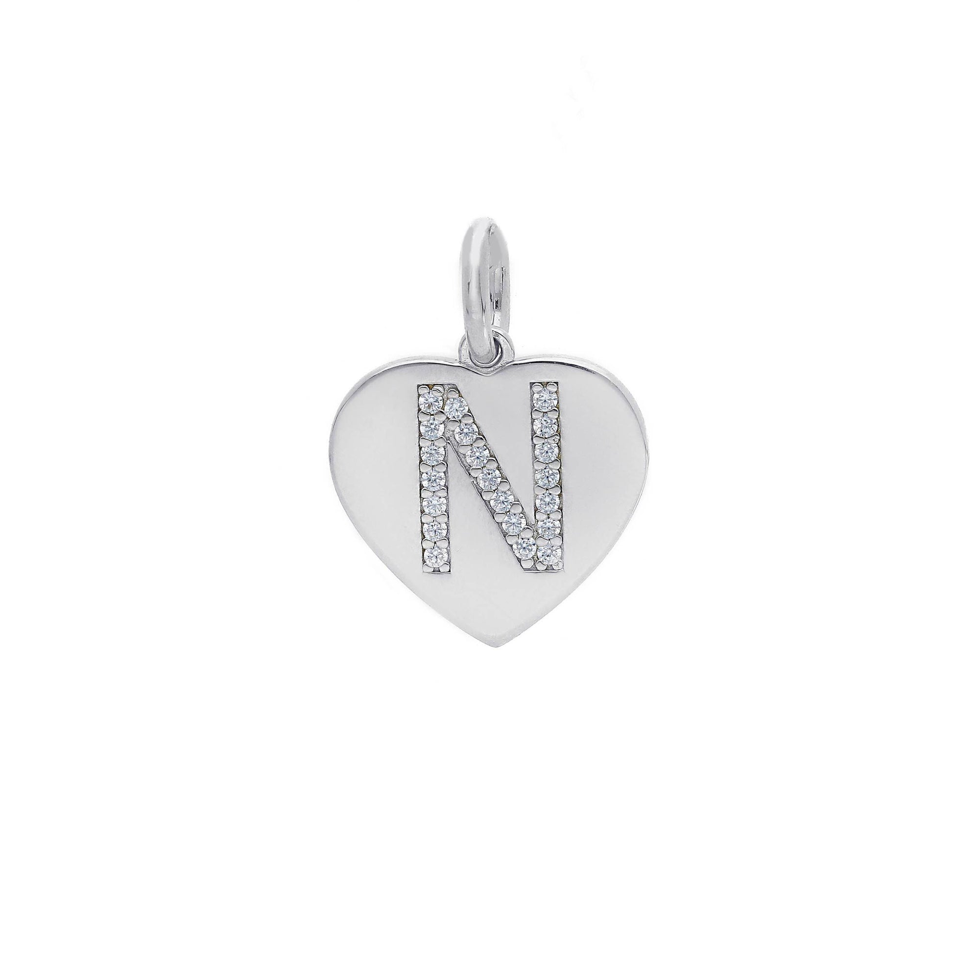 Ciondoli e pendenti Ciondolo in argento iniziale con zirconi a pavé a forma di cuore - Articolo con varianti - Gioielli Pavan