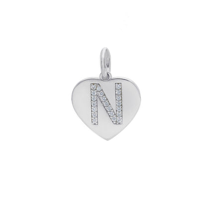 Ciondoli e pendenti Ciondolo in argento iniziale con zirconi a pavé a forma di cuore - Articolo con varianti - Gioielli Pavan