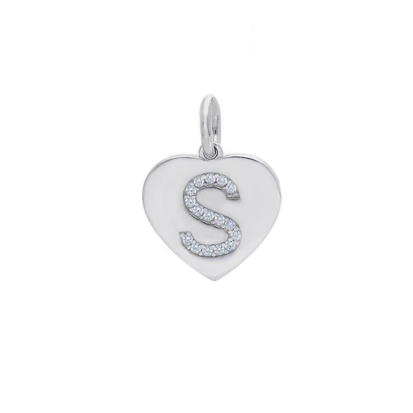 Ciondoli e pendenti Ciondolo in argento iniziale con zirconi a pavé a forma di cuore - Articolo con varianti - Gioielli Pavan