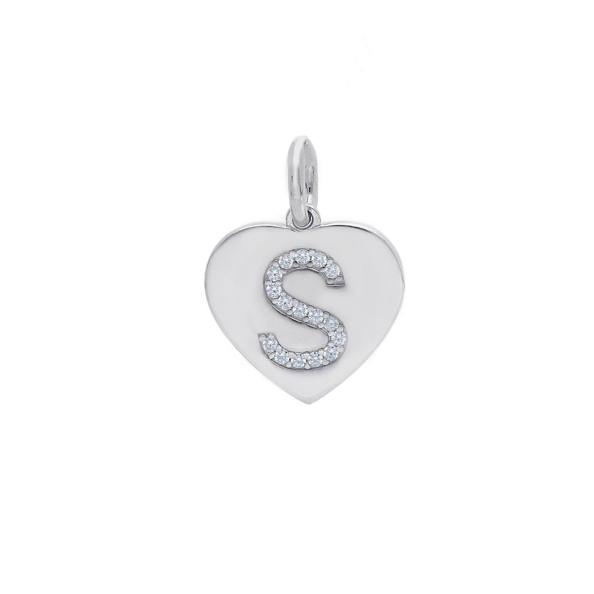 Ciondoli e pendenti Ciondolo in argento iniziale con zirconi a pavé a forma di cuore - Articolo con varianti - Gioielli Pavan