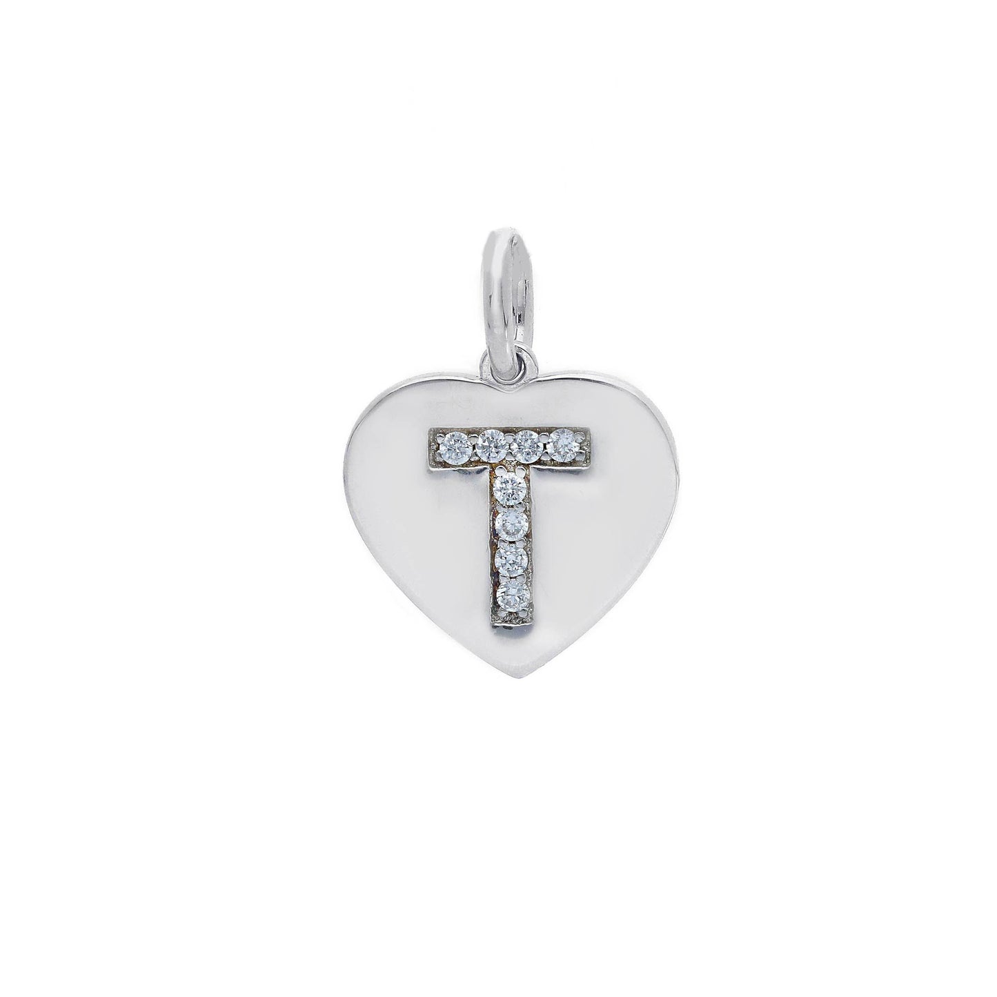 Ciondoli e pendenti Ciondolo in argento iniziale con zirconi a pavé a forma di cuore - Articolo con varianti - Gioielli Pavan