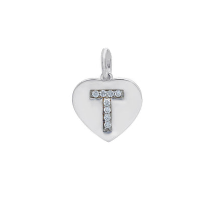 Ciondoli e pendenti Ciondolo in argento iniziale con zirconi a pavé a forma di cuore - Articolo con varianti - Gioielli Pavan