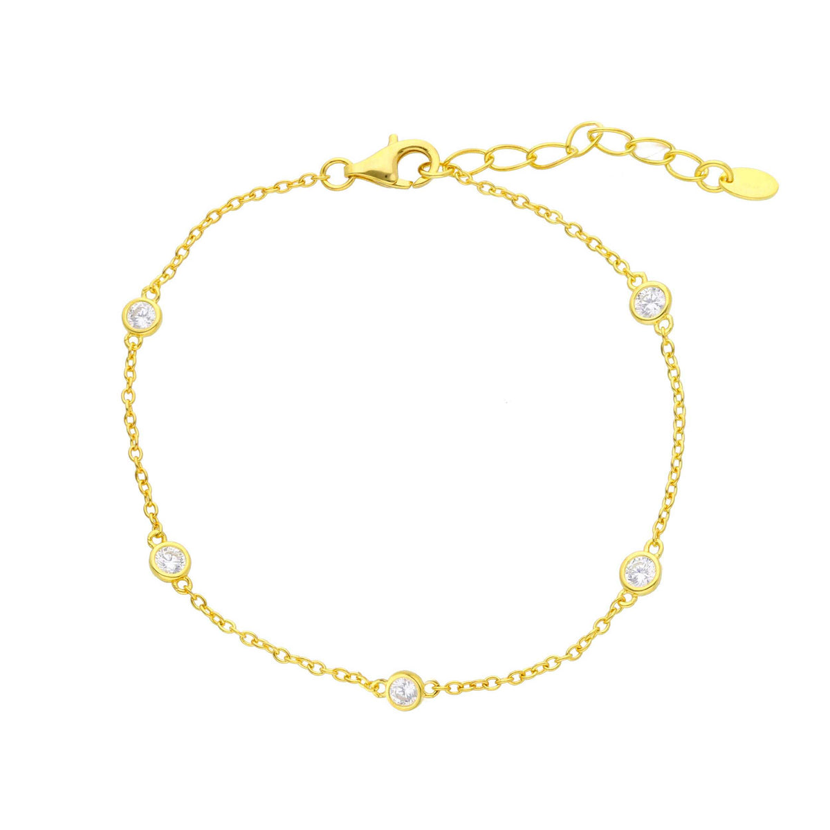 Bracciale in argento dorato con zirconia