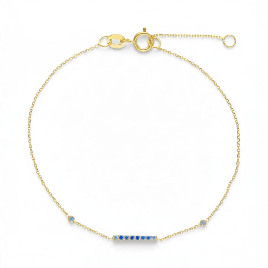 Bracciale in oro giallo 9 kt con zirconie azzurre - Gioielli Pavan