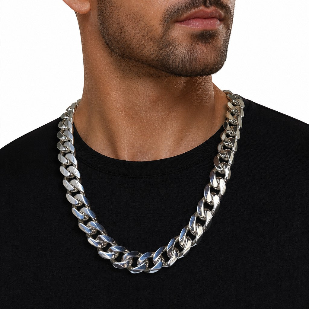 Collana-argento-925-massiccio-maglia-cubana-artigianale Gioielli Pavan Monza centro e Sovico