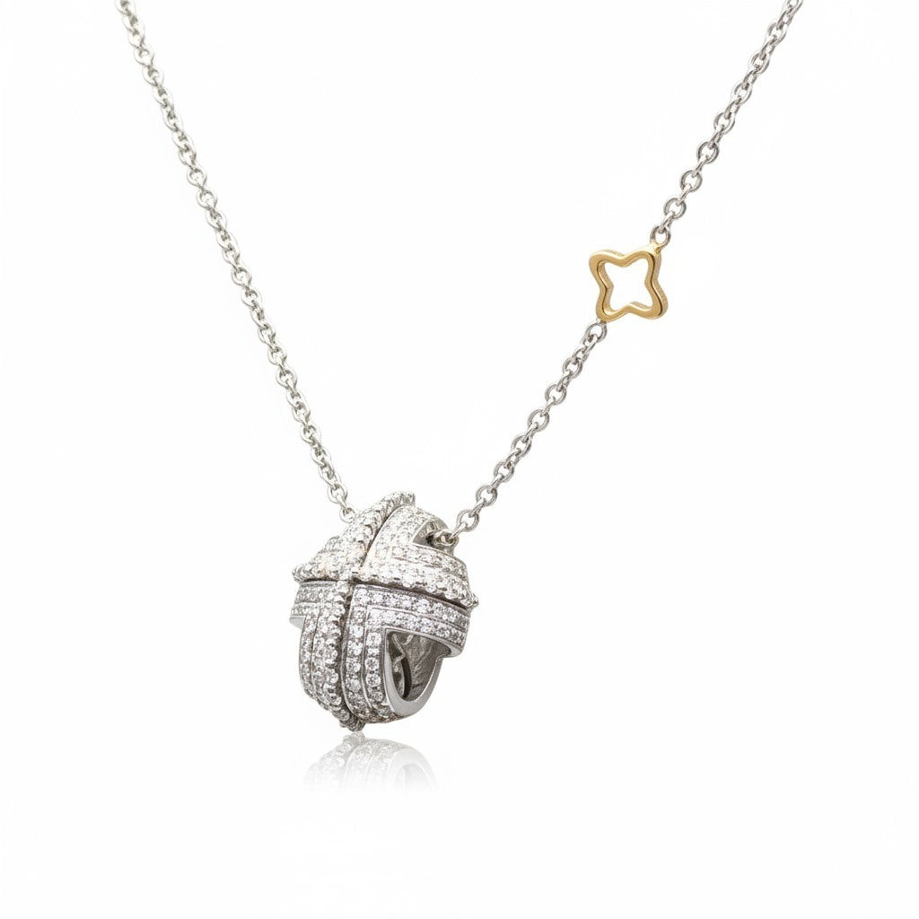 White gold necklace Cross with diamonds