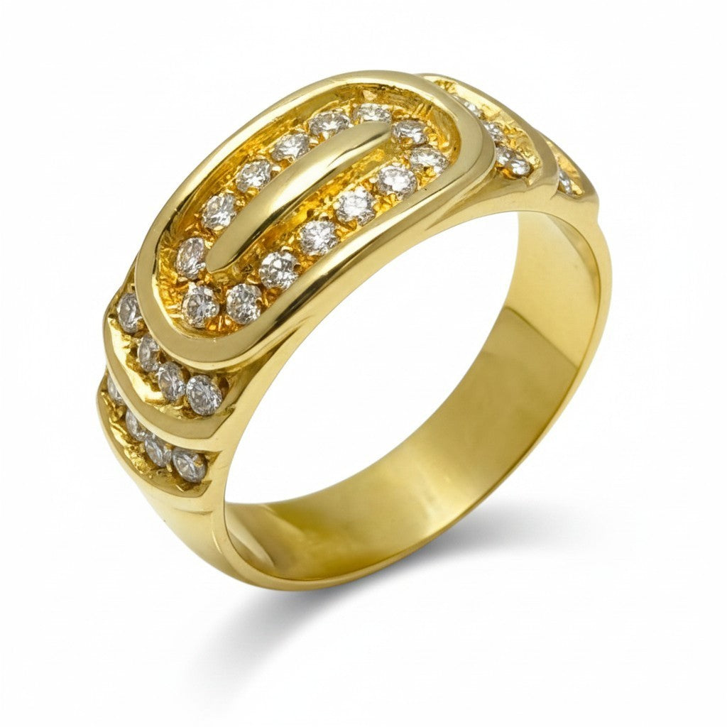 Gold band ring with diamonds