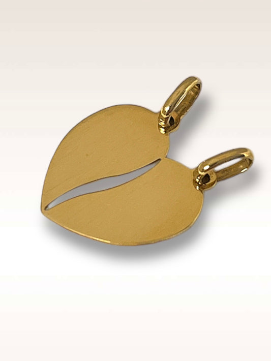 Yellow gold double heart pendant