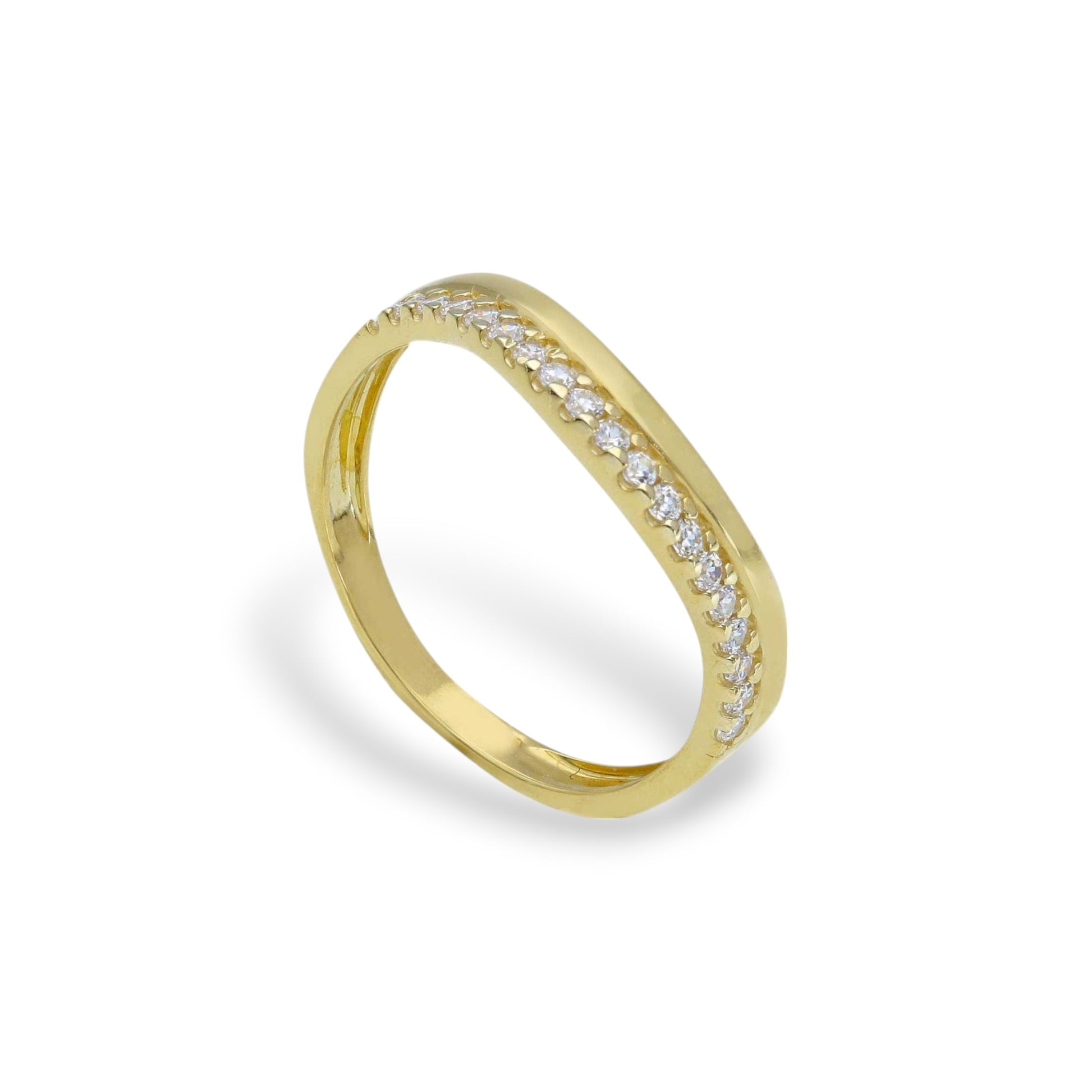 Anello Anello in oro fedina ondulata con zirconi a pavé - Gioielli Pavan