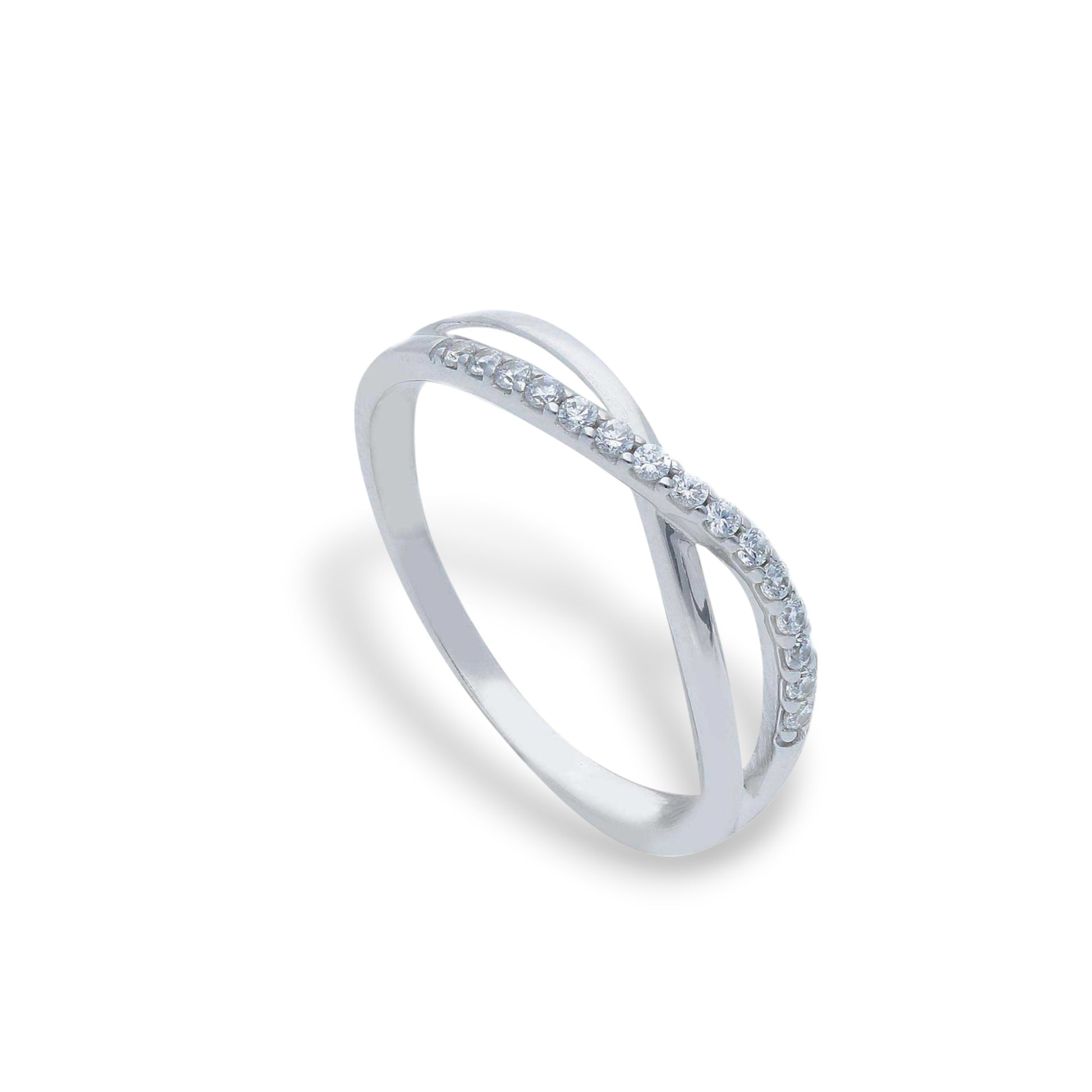 Anello Anello in oro fedina intreccio con zirconi a pavé - Gioielli Pavan