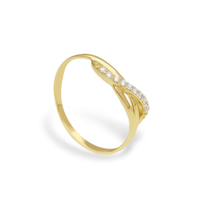 Anello Anello in oro fedina intreccio con zirconi a pavé - Gioielli Pavan