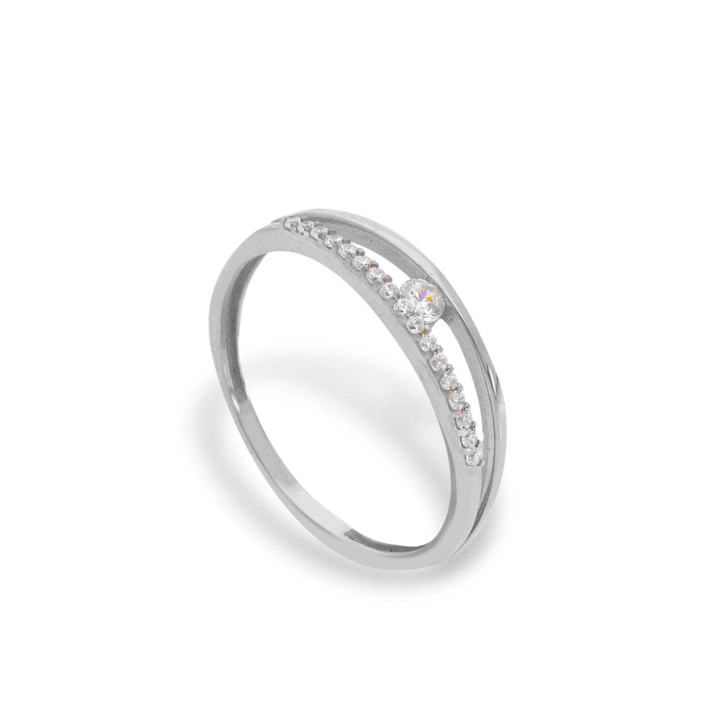 Anello Anello in oro solitario geometrico con zirconi a pavé - Gioielli Pavan