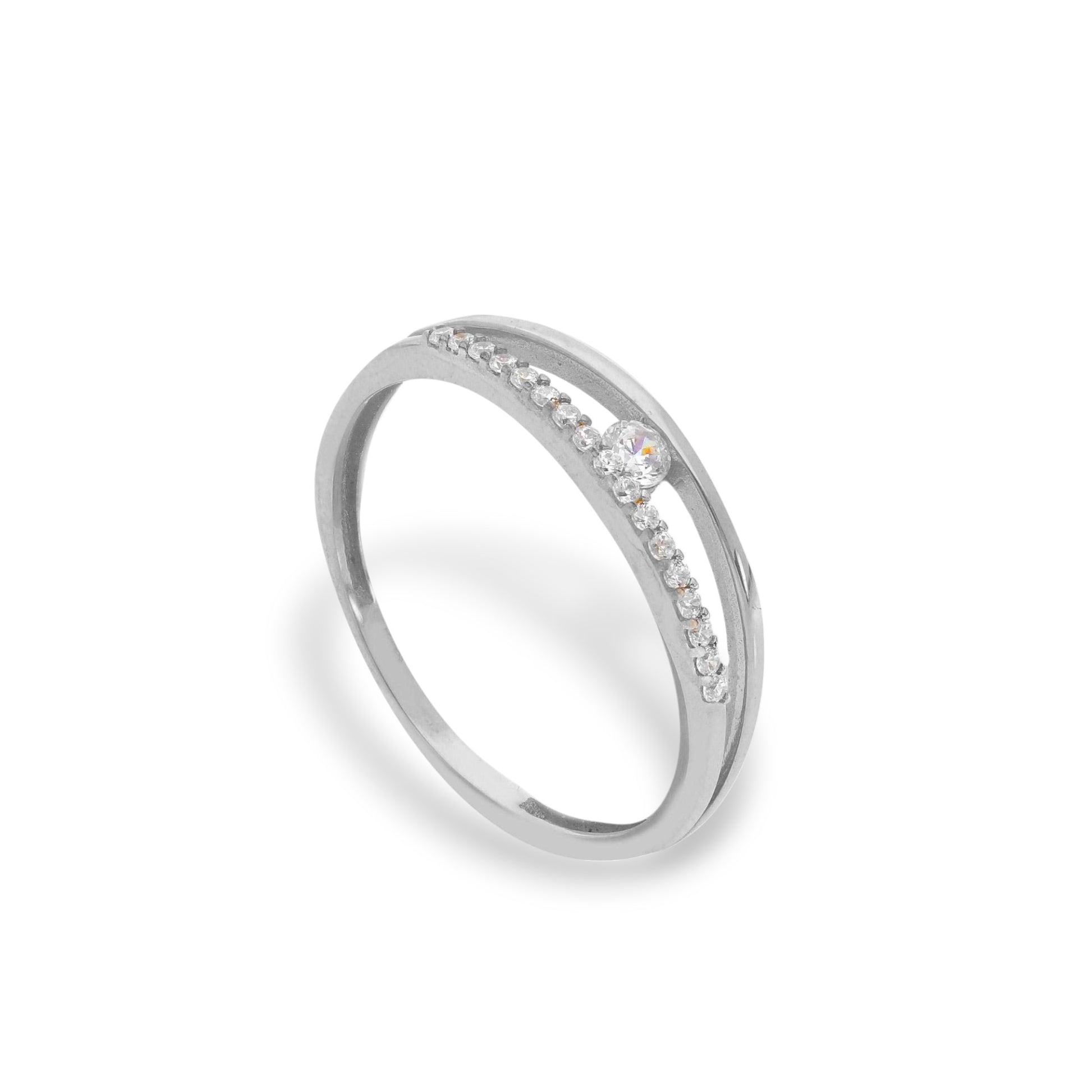 Anello Anello in oro solitario geometrico con zirconi a pavé - Gioielli Pavan