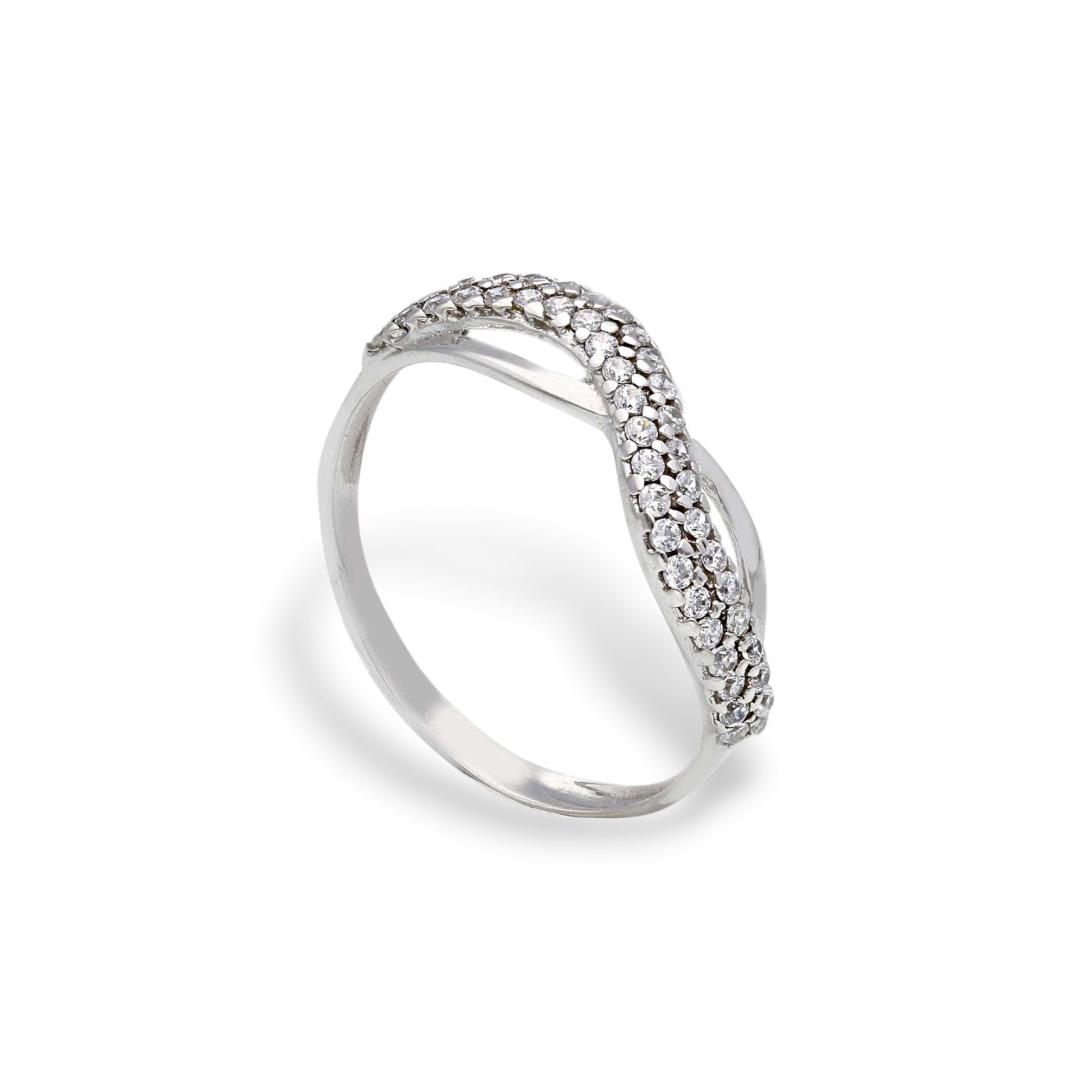 Anello Anello in oro fedina intreccio con zirconi a pavé - Gioielli Pavan