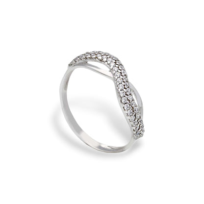 Anello Anello in oro fedina intreccio con zirconi a pavé - Gioielli Pavan