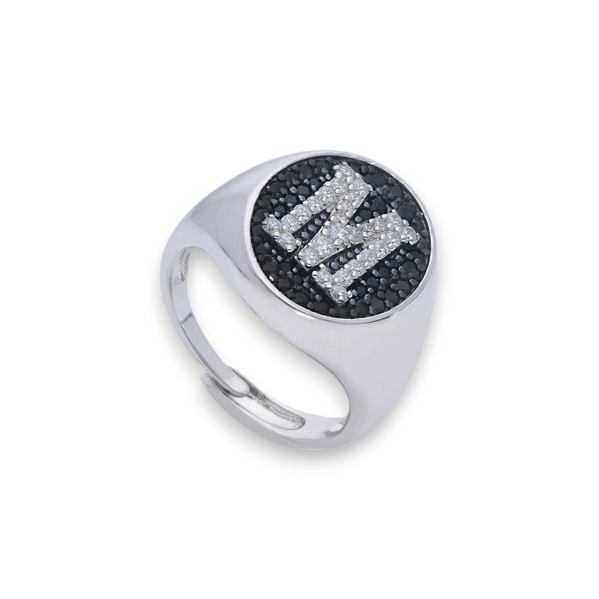 Anello Anello in argento chevalier con iniziale a pavé di zirconi - Articolo con varianti - Gioielli Pavan