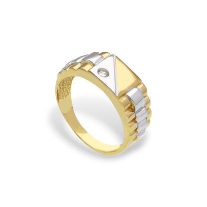 Anello Anello in oro Chevalier due colori con zircone - Gioielli Pavan