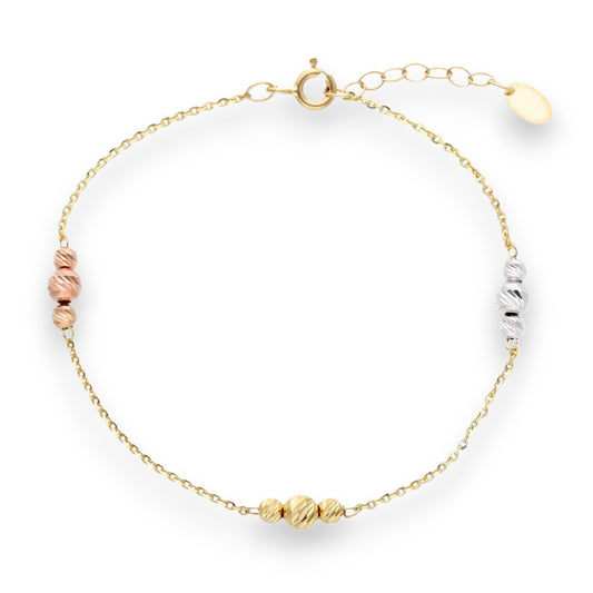 Bracciale Bracciale in oro tre colori con palline lavorate alternate - Gioielli Pavan