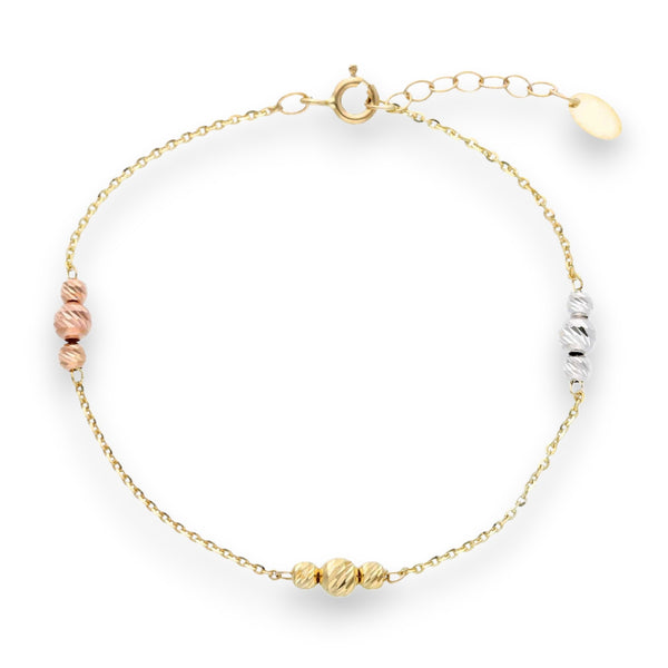 Bracciale Bracciale in oro tre colori con palline lavorate alternate - Gioielli Pavan