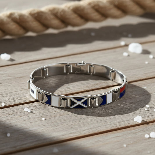 Bracciale Bracciale Artigianale in Argento 925 con Bandiere Nautiche - Gioielli Pavan