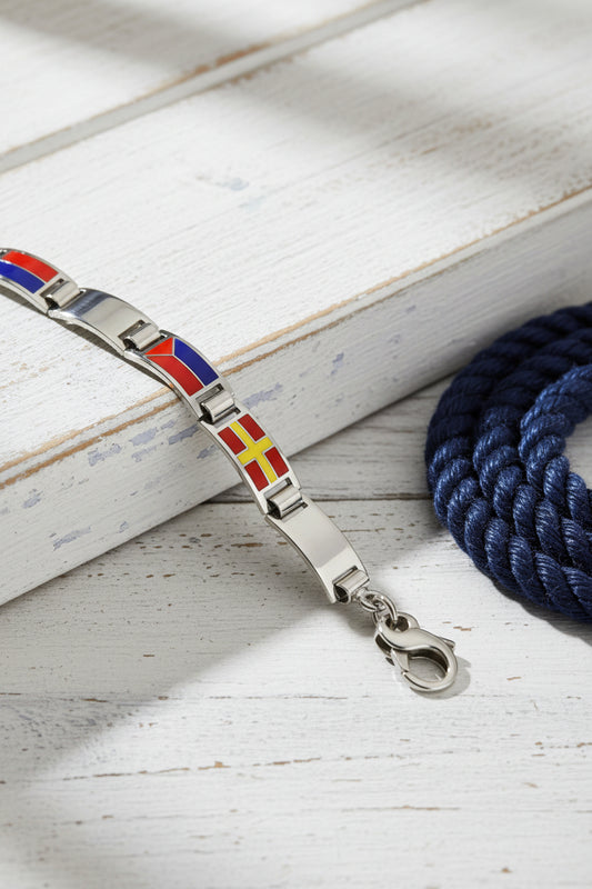 Bracciale Bracciale Artigianale in Argento 925 con Bandiere Nautiche - Gioielli Pavan