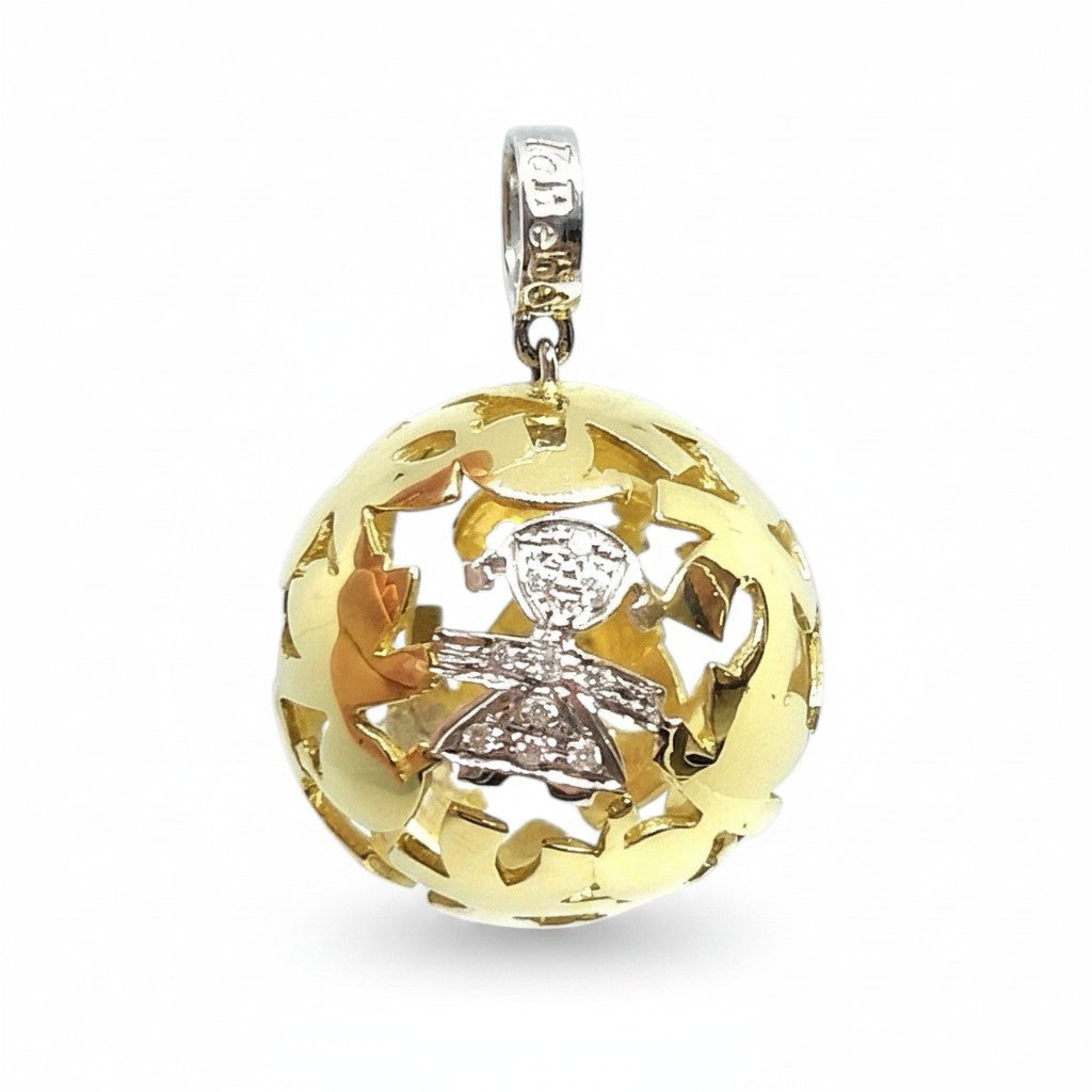 Ciondolo Boule LeBebè in Oro 18 kt con Bimba e Diamanti