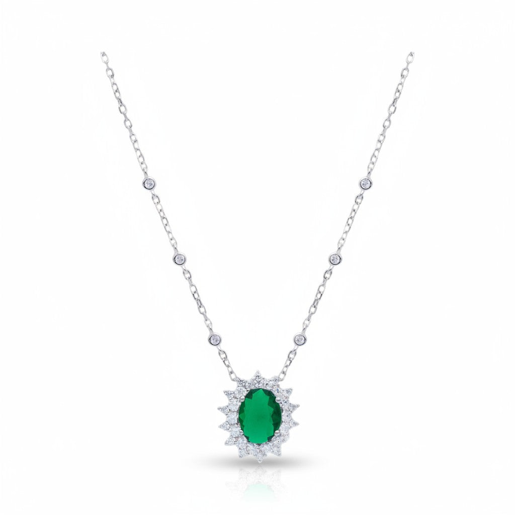 Girocollo in argento 925 con zirconia verdi e incolori - Gioielli Pavan
