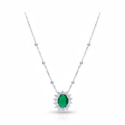 Girocollo in argento 925 con zirconia verdi e incolori - Gioielli Pavan