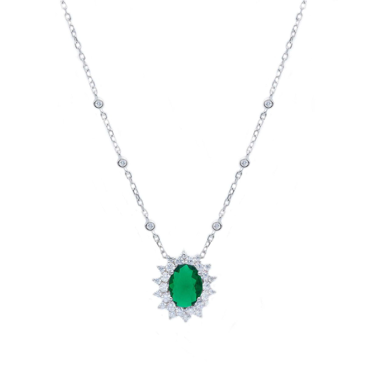 Girocollo in argento 925 con zirconia verdi e incolori - Gioielli Pavan