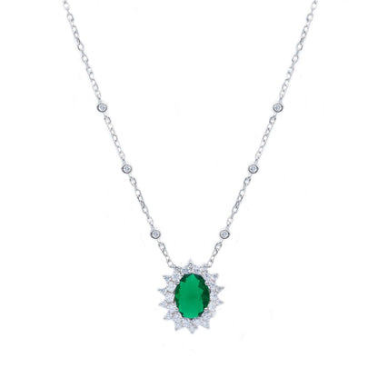 Girocollo in argento 925 con zirconia verdi e incolori - Gioielli Pavan