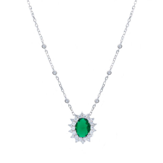 Girocollo in argento 925 con zirconia verdi e incolori - Gioielli Pavan