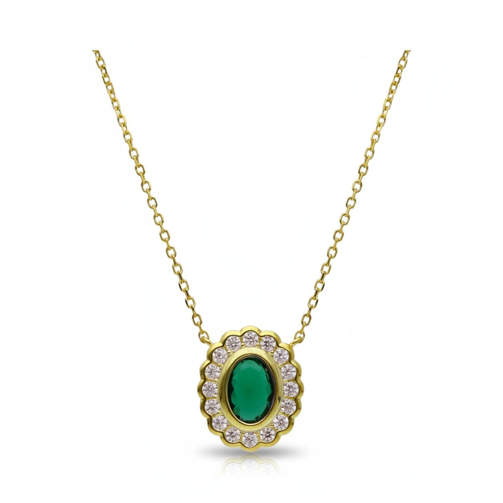 Bracciale in argento 925 dorato con zirconia verdi e incolori - Gioielli Pavan